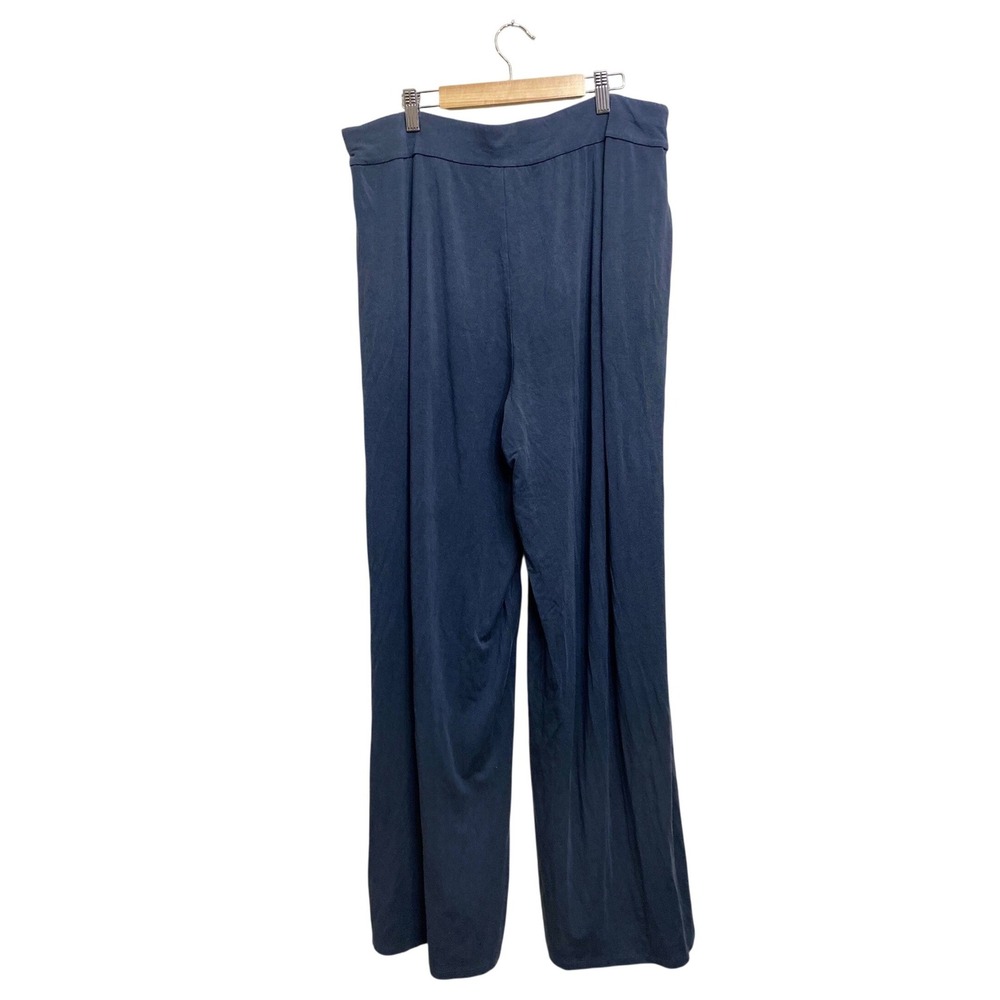 Eileen Fisher Womens Gray Blue Wide Leg Stretch Jersey Pants Large Relaxed Flowy
